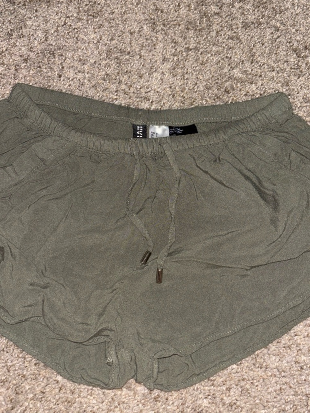 H&M Olive Green Drawstring Athletic Shorts